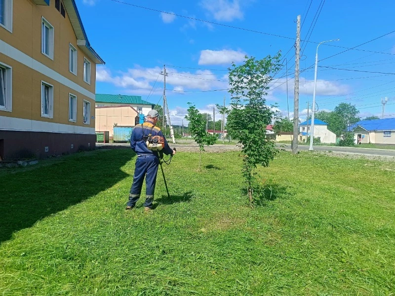 Лето в порядке: покос травы для чистоты и уюта в Смирныховском районе